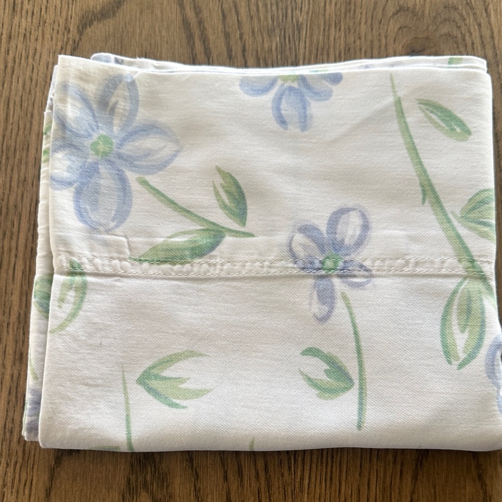 4 for $10 😎 Cream Pillowcase with Blue, Lavender and Green Floral Design